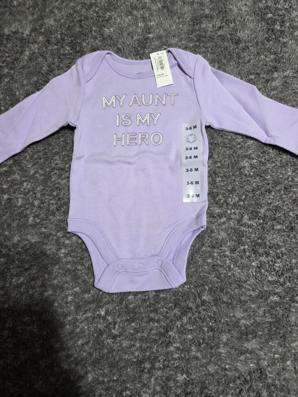 Old Navy Lavender 'My Aunt Is My Hero' Long-Sleeve Baby One-Piece
